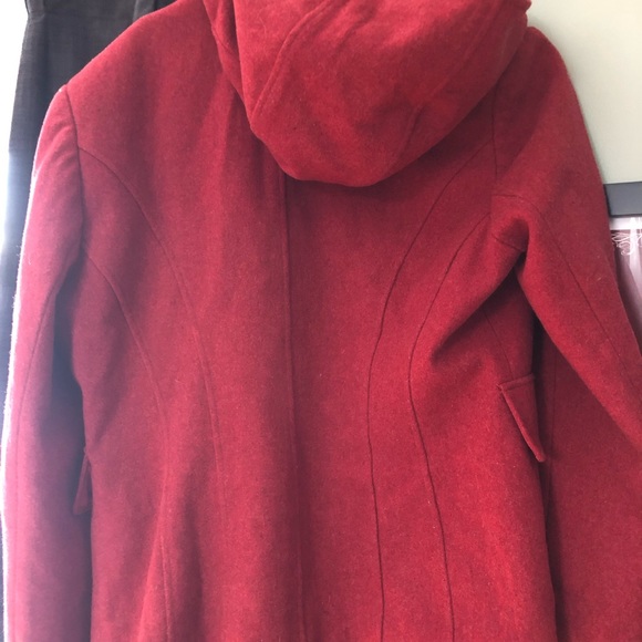 Moda International hooded red pea coat- size L/M - Picture 2 of 3
